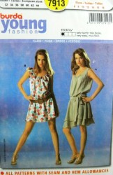 7913 BURDA SLEEVELESS SHORTER EASY JERSEY DRESS PATTERN 6-18 UNCUT